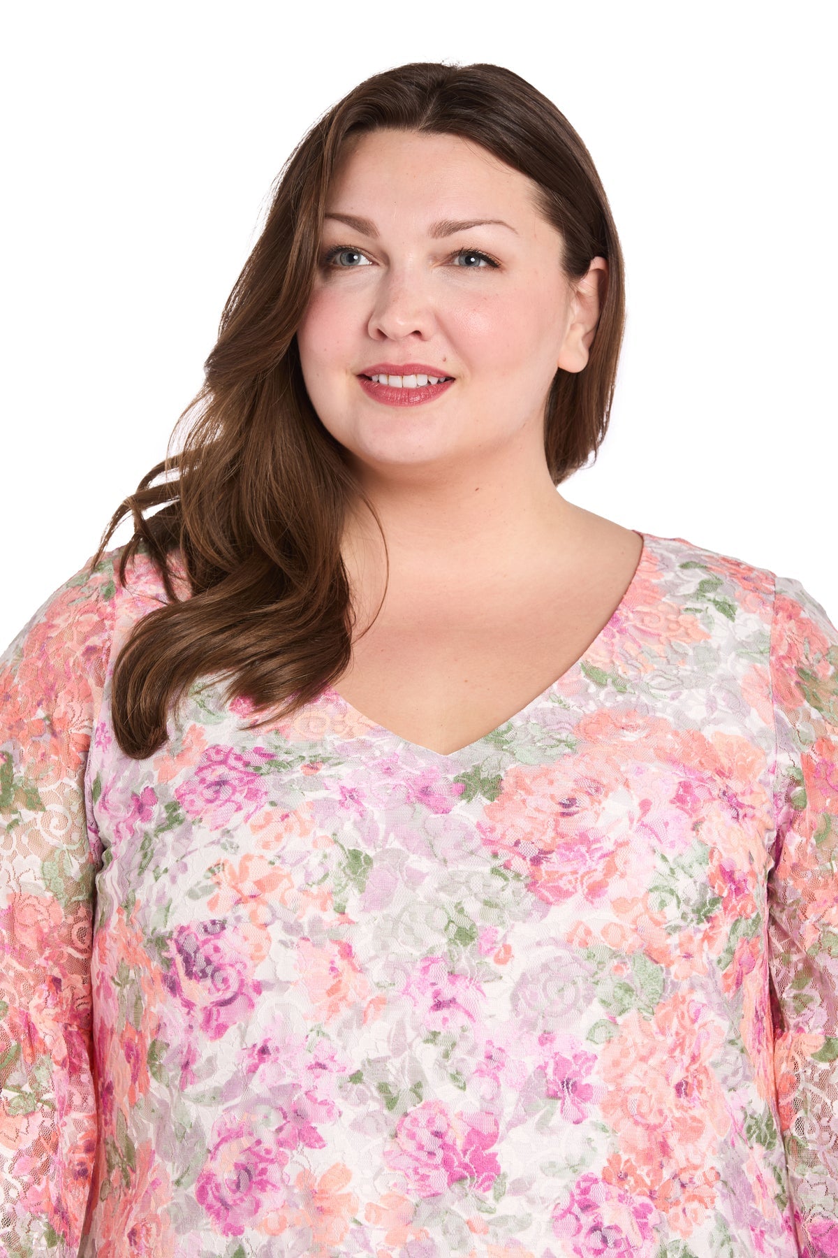 R&M Richards 4107W Short Floral Lace Plus Size Cocktail Dress