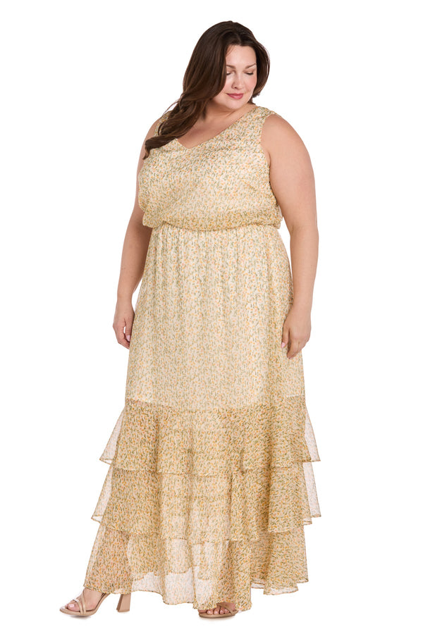 Plus Size Floral Print Dress Maxi R&M Richards 4109W