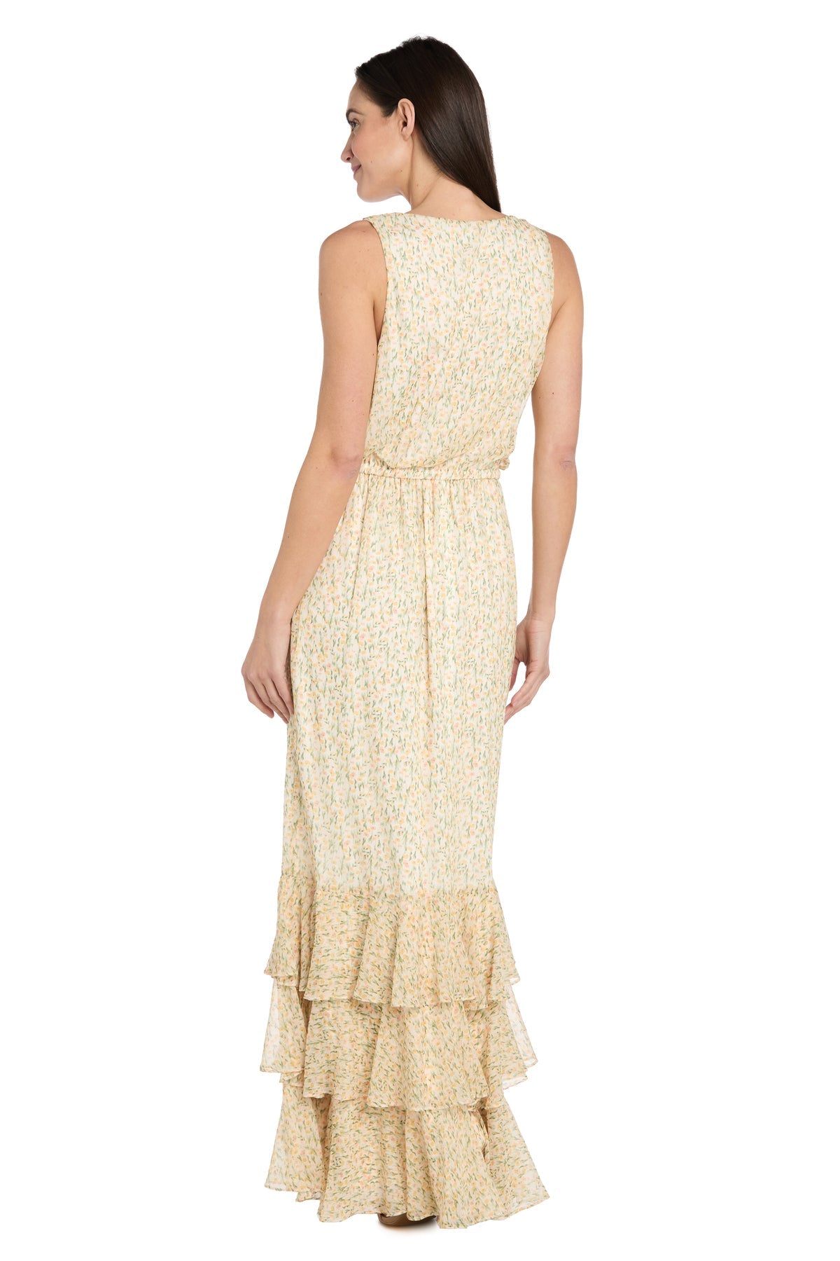 Formal Dresses Long Floral Print Formal Maxi Dress Yellow