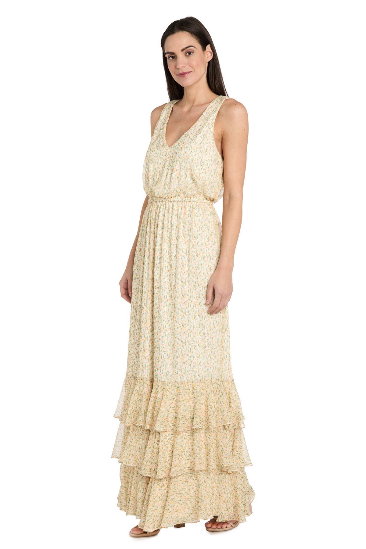 R&M Richards 4109 Long Floral Print Formal Maxi Dress