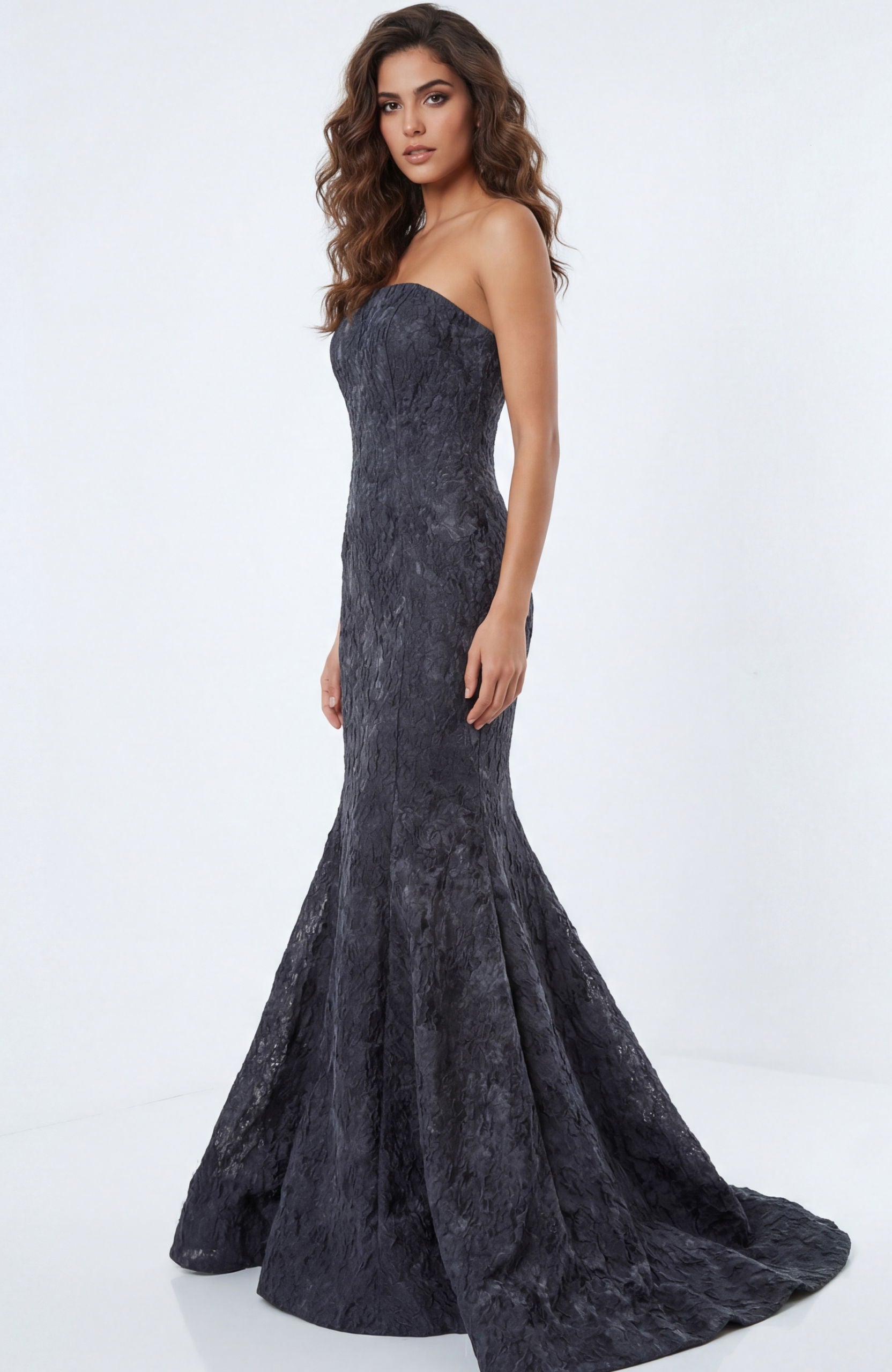 Prom Dresses Long Formal Lace Mermaid Prom Dress Jovani 41133 Dark Grey