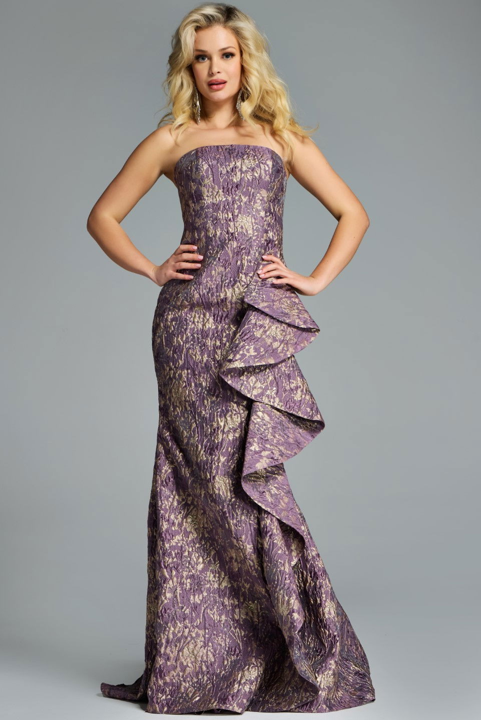 Prom Dresses A Line Long Formal Ruffle Evening Prom Dress Jovani 41134 Purple
