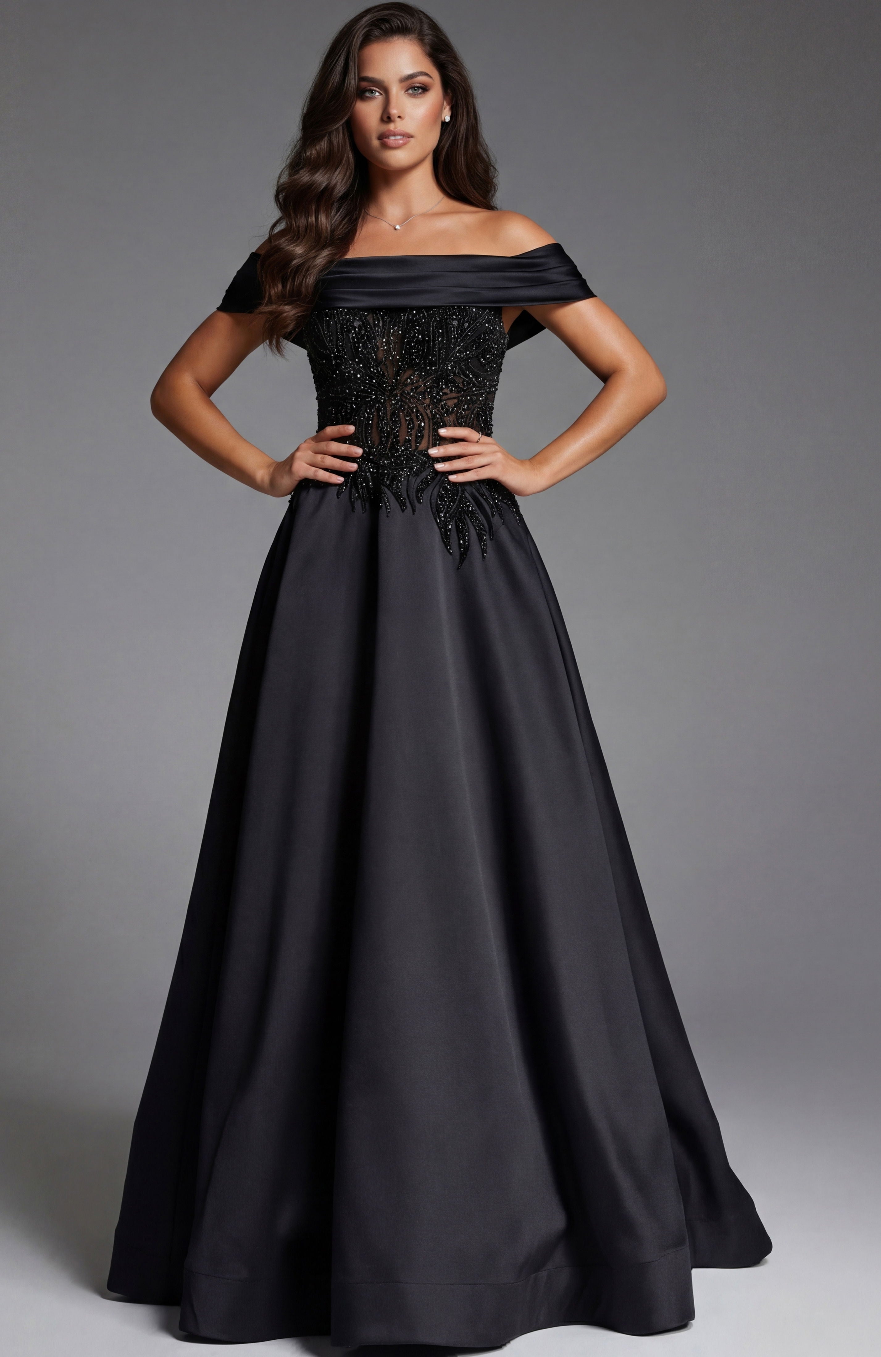 Prom Dresses Long Formal A Line Beaded Evening Prom Dress Jovani 41198 Black