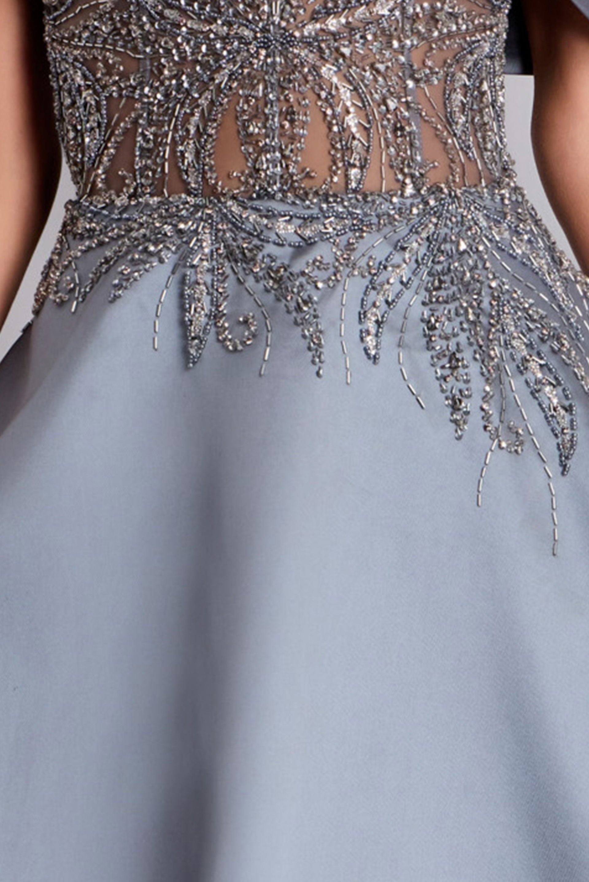 Prom Dresses Long Formal A Line Beaded Evening Prom Dress Jovani 41198 Steel