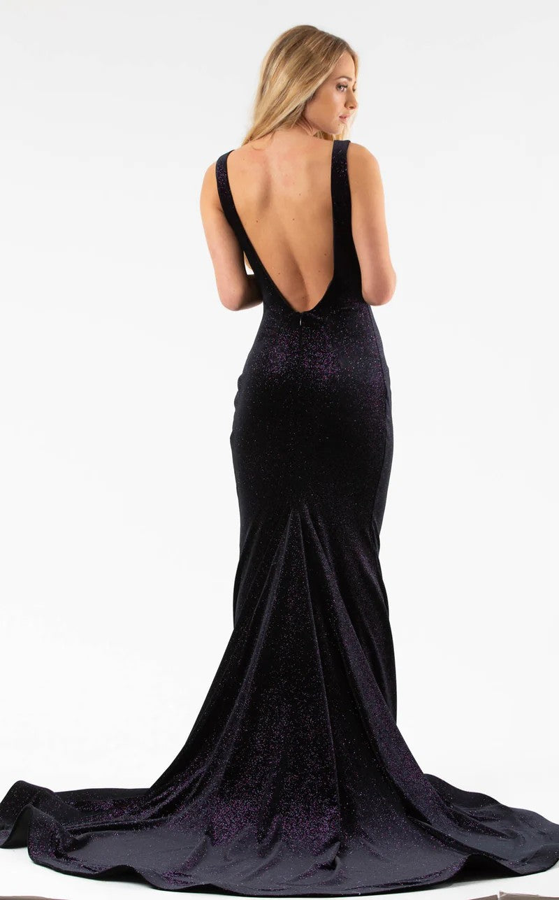 Jessica Angel 414 Prom Fitted Long Metallic Formal Dress