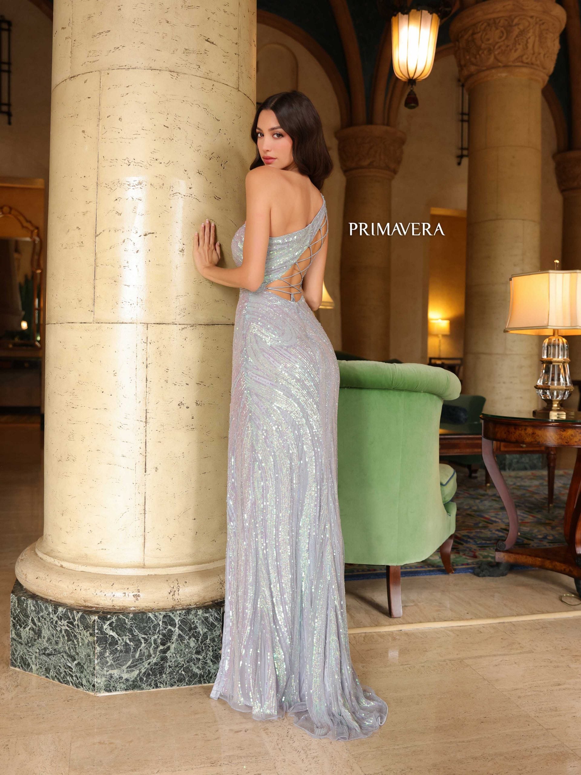 Primavera Couture 4152 Long Sequin Fitted Formal Prom Dress