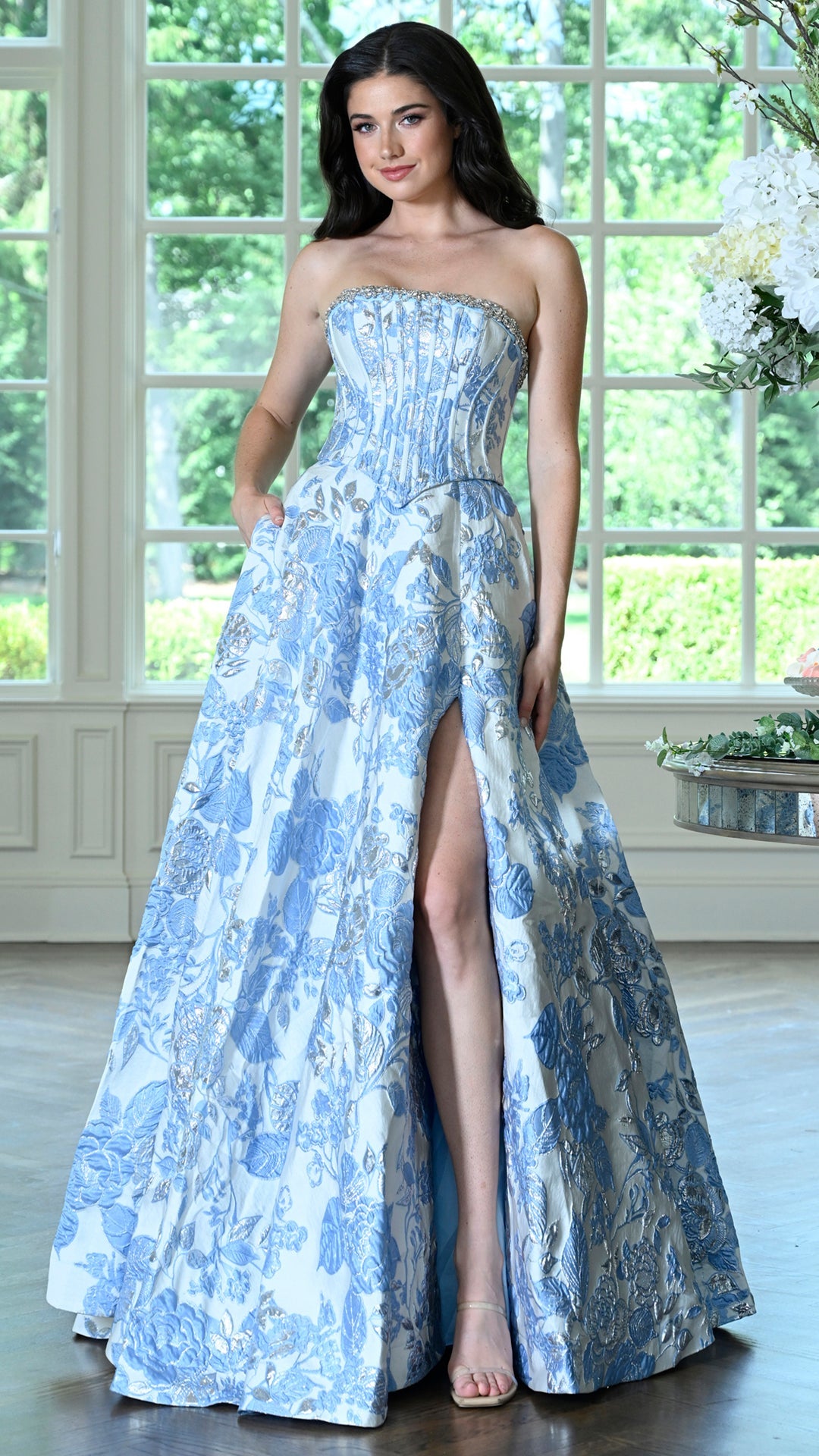Strapless Straight Neck Floor-Length Mikado Prom A-Line Colors 4153