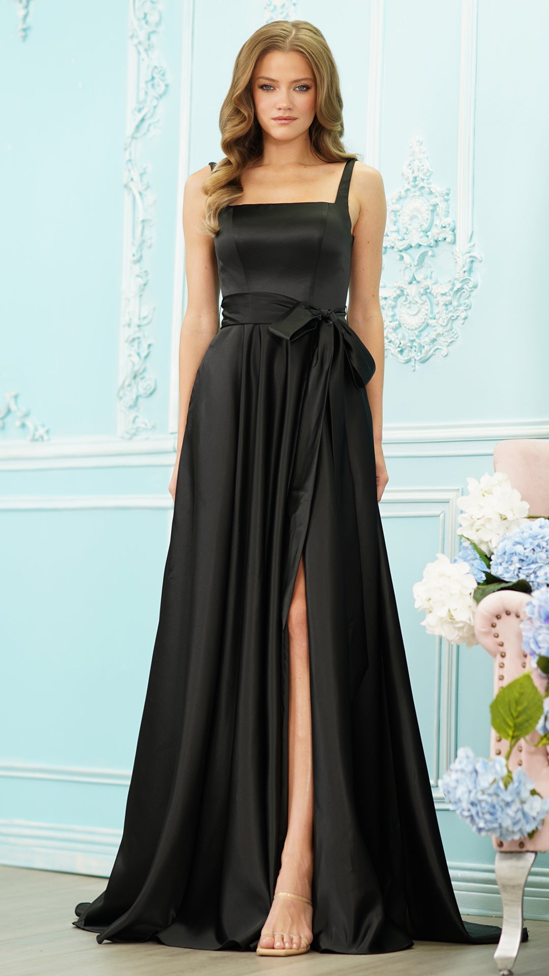 Square Floor-Length Satin Occasion A-Line Colors 4157