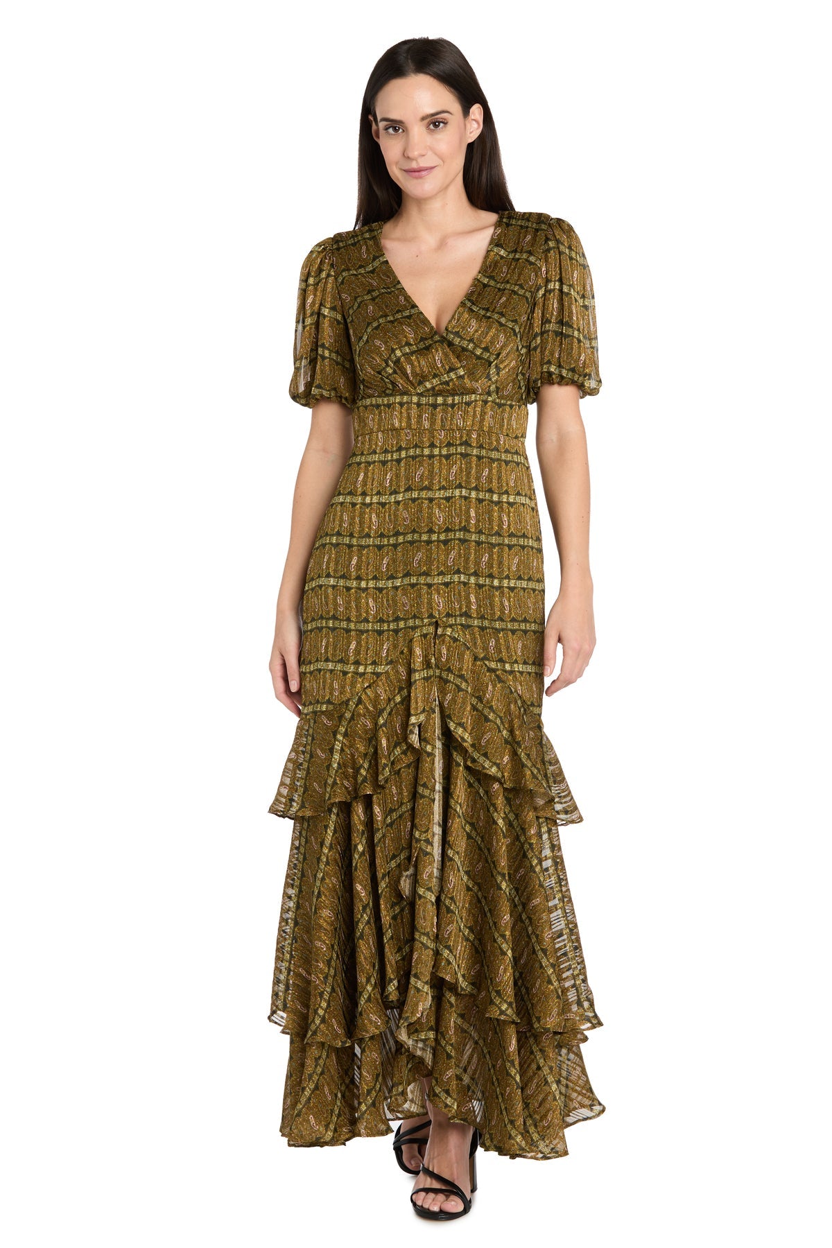 R&M Richards 4157 Long Formal Ruffle Maxi Dress