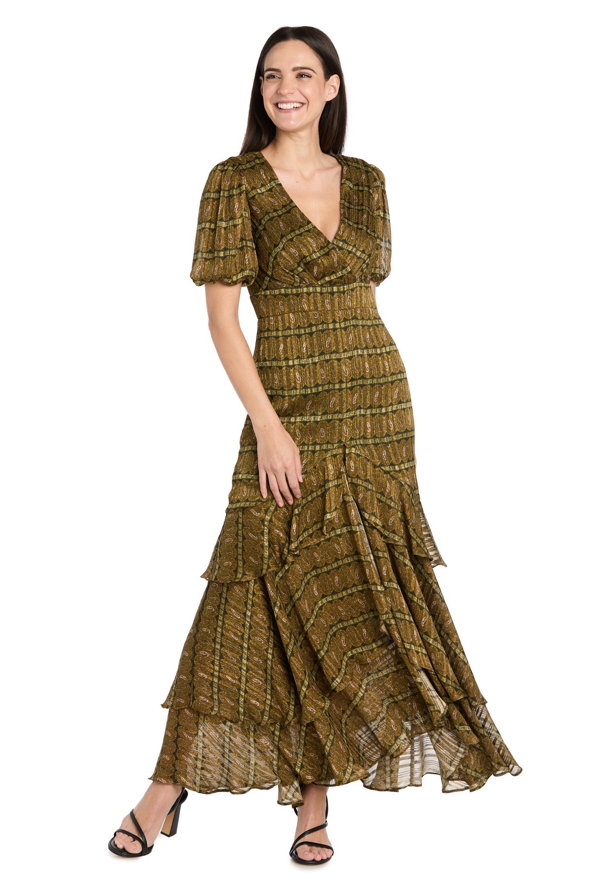 R&M Richards 4157 Long Formal Ruffle Maxi Dress