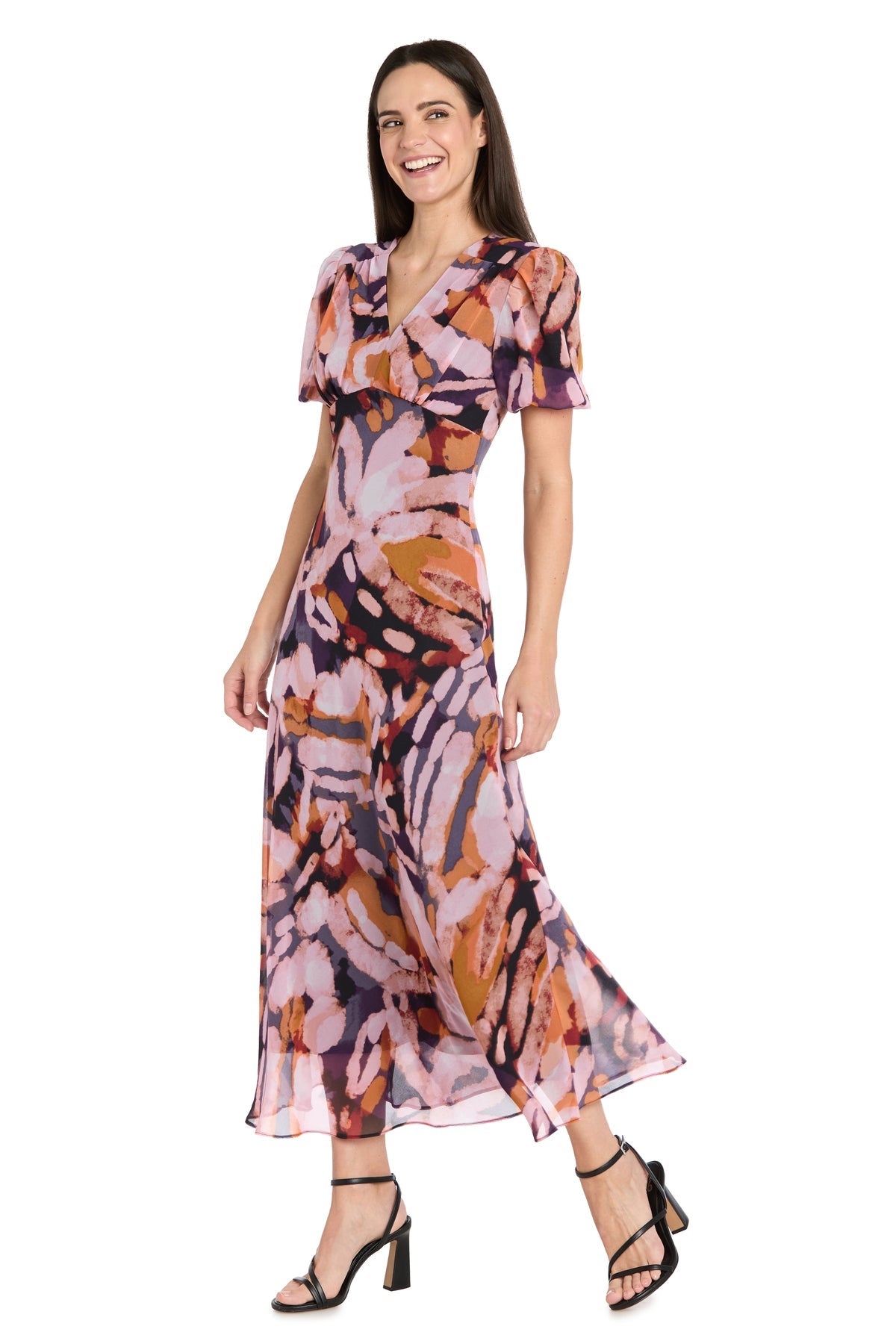 Cocktail Dresses Formal Cocktail Tea Length Dress R&M Richards 4161 Black/Multi