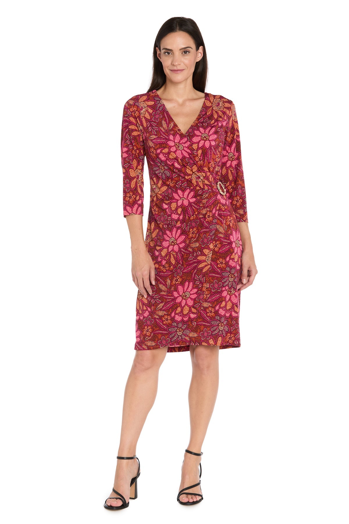 Cocktail Dresses Floral Print Formal Cocktail Short Dress R&M Richards 4171 Red