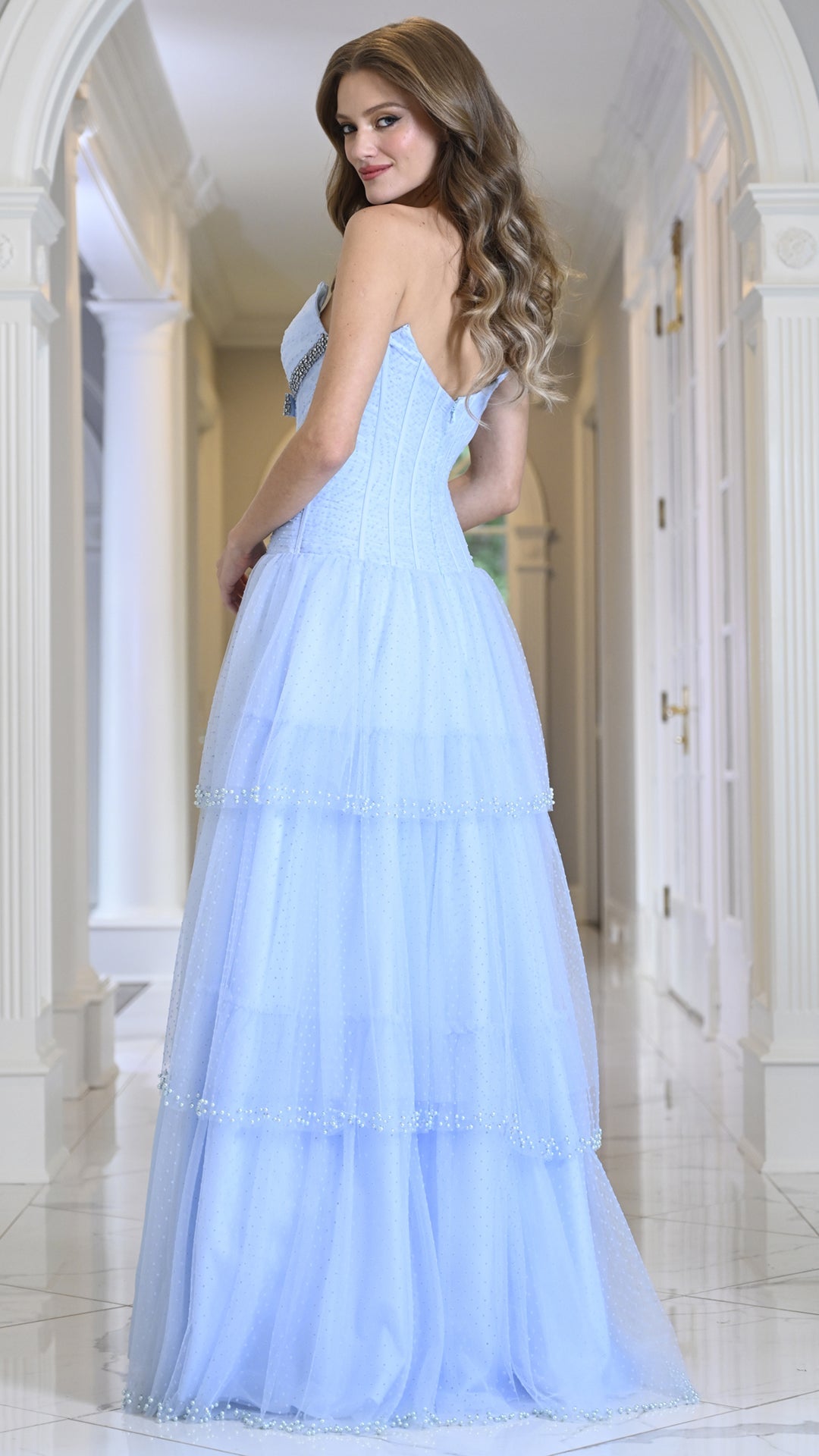 Strapless Straight Neck Floor-Length Tulle Formal A-Line Colors 4175