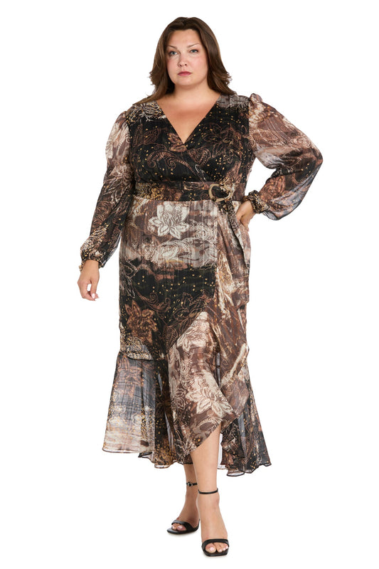 Plus Size Formal Dresses Short Plus Size Midi Length Dress Brown