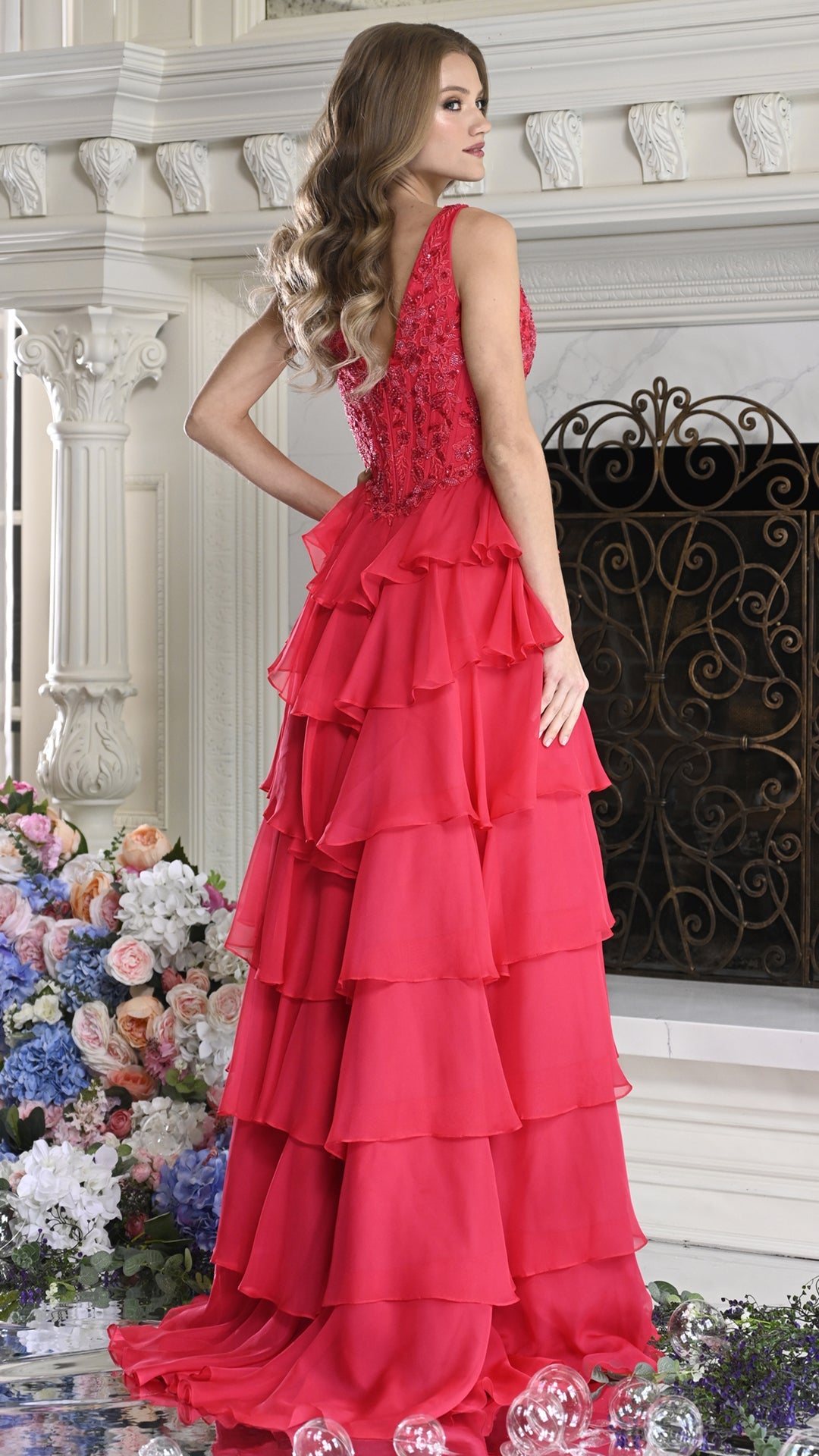 V-Neck Floor-Length Chiffon Prom A-Line Colors 4177
