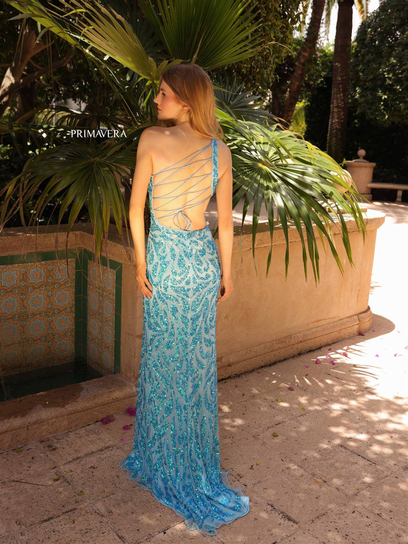 Prom Dresses Beaded Long Formal Sequin Prom Dress Crystal Blue
