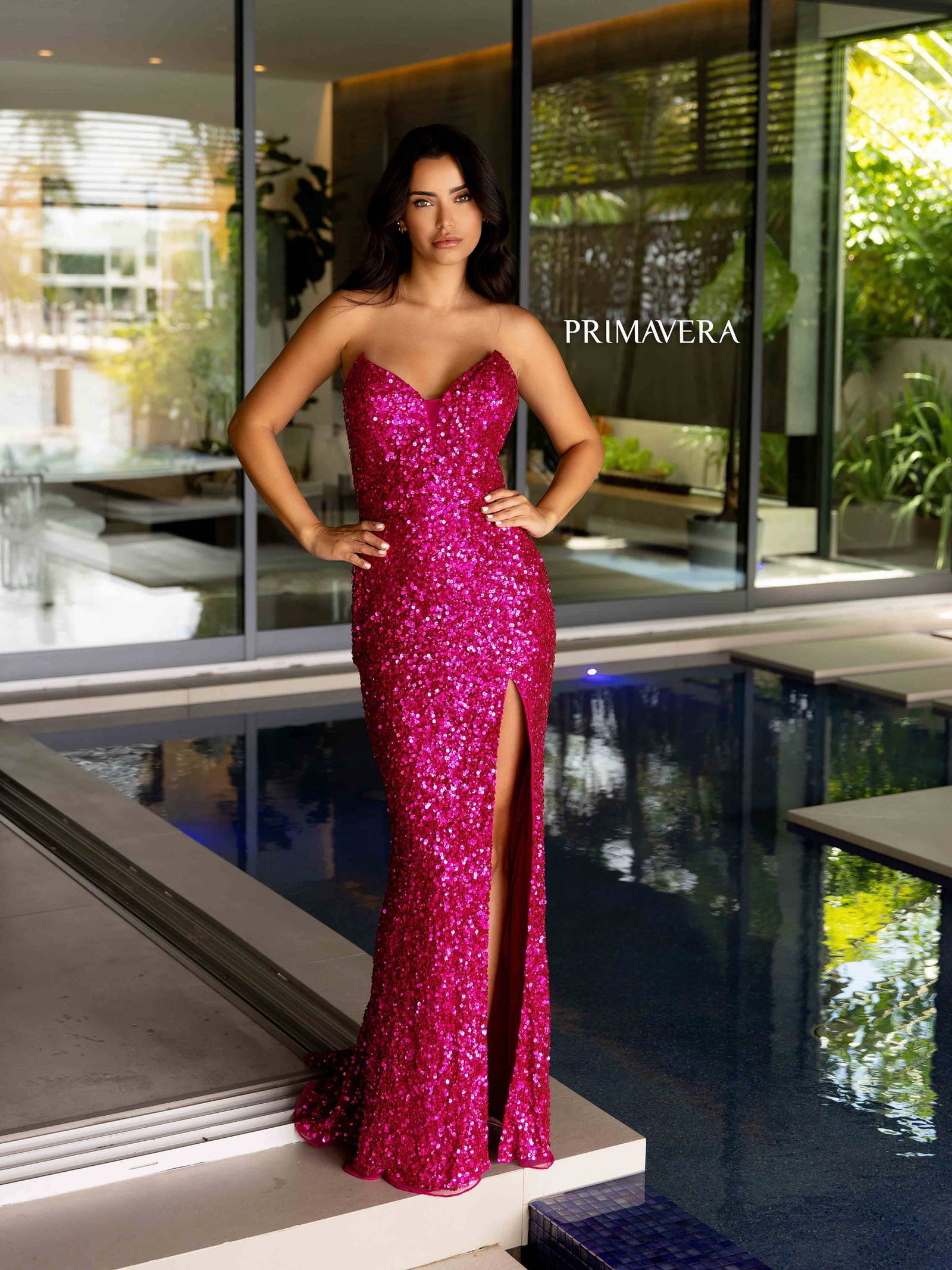 Primavera Couture 4192 Long Formal Fitted Sequin Prom Dress