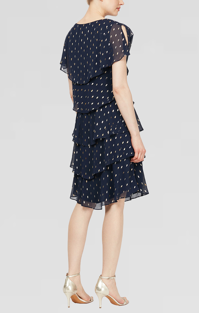 Cocktail Dresses Short Petite Mother of the Bride Metallic Dress Navy Gold