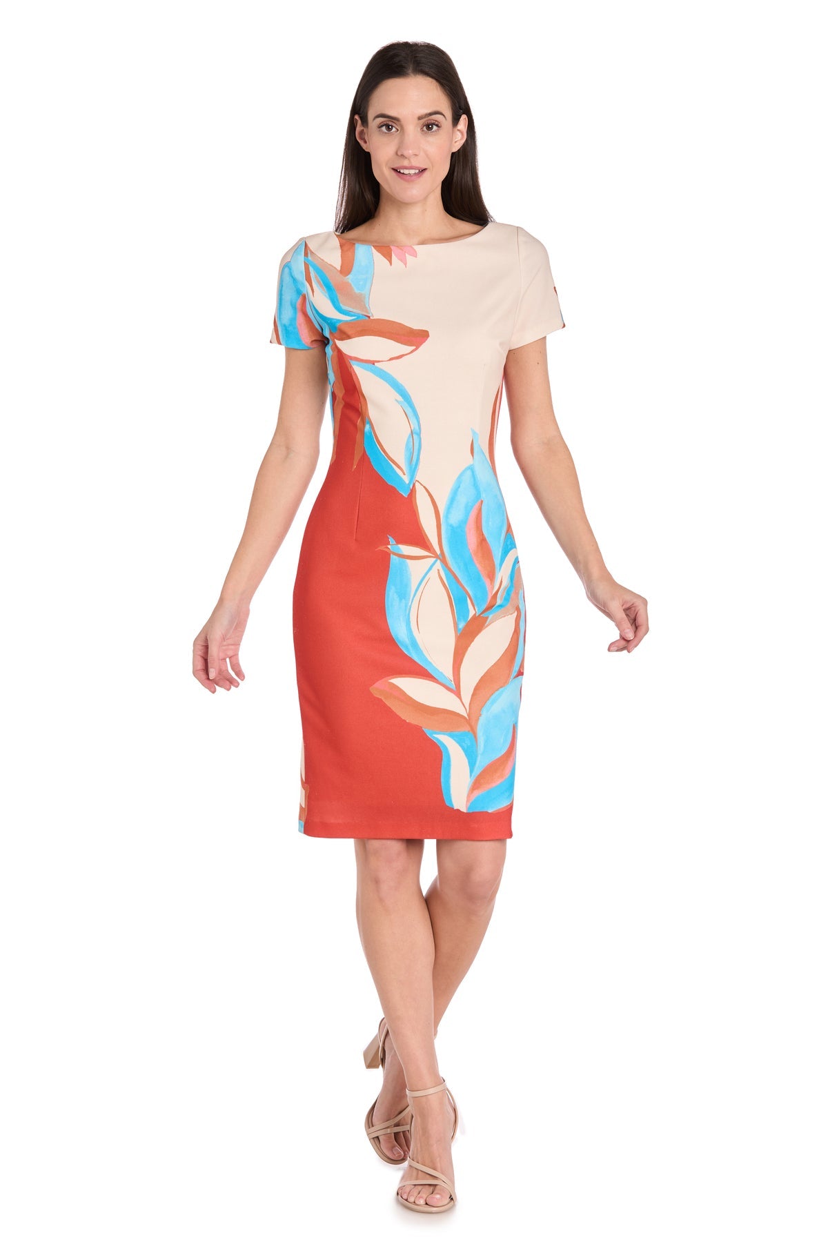 Cocktail Dresses Short Print Cocktail Dress Terracotta/Multi