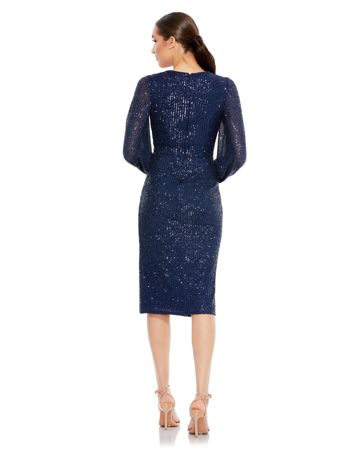Mac Duggal 42018 Long Sleeve Sequin Cocktail Knee Length Dress