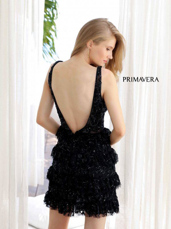 Primavera Couture 4203 Short Sequin Ruffled Cocktail Dress