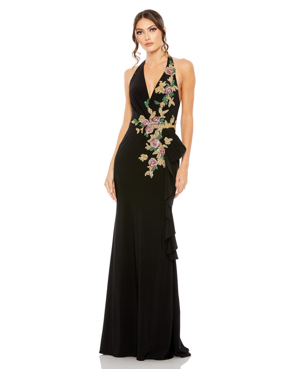Halter Floor-Length Jersey Evening Mermaid Mac Duggal 42056
