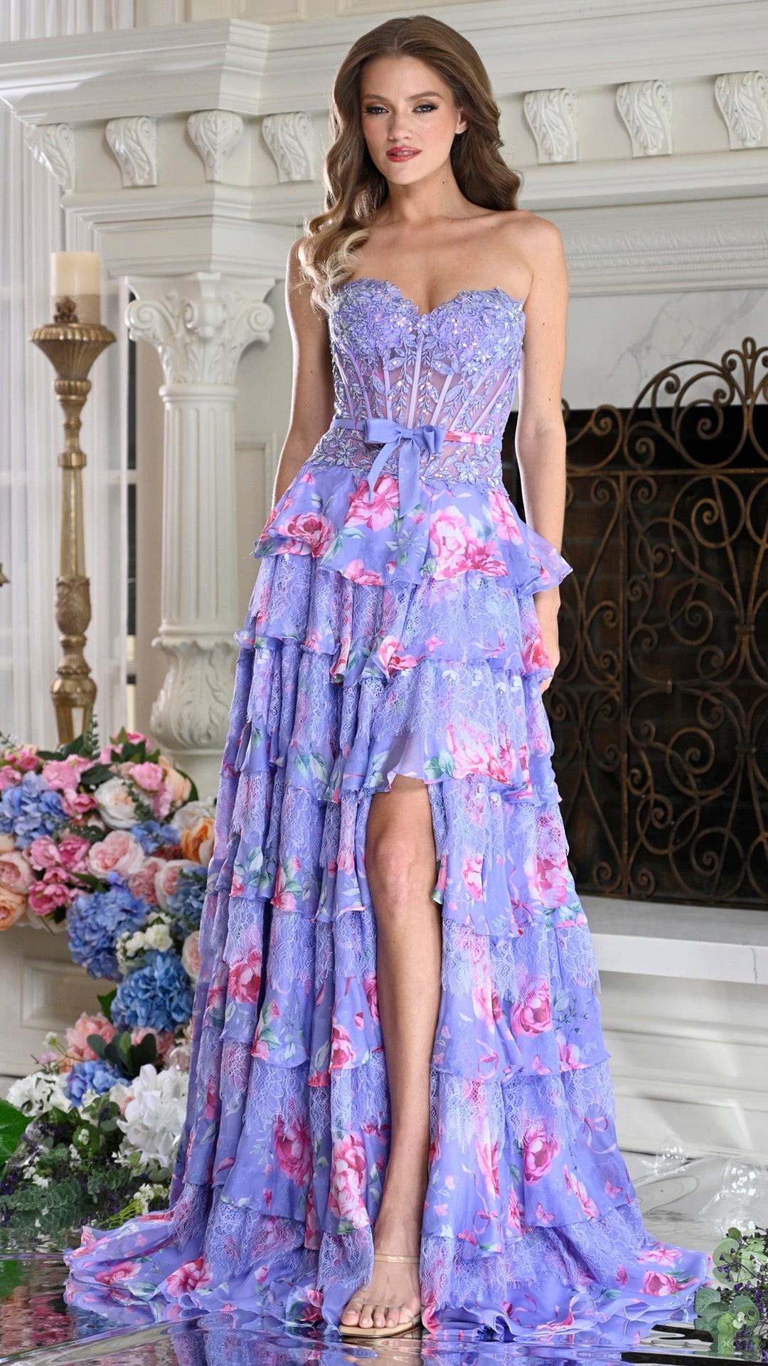 Strapless Curved Neck Floor-Length Chiffon Occasion A-Line Colors 4206