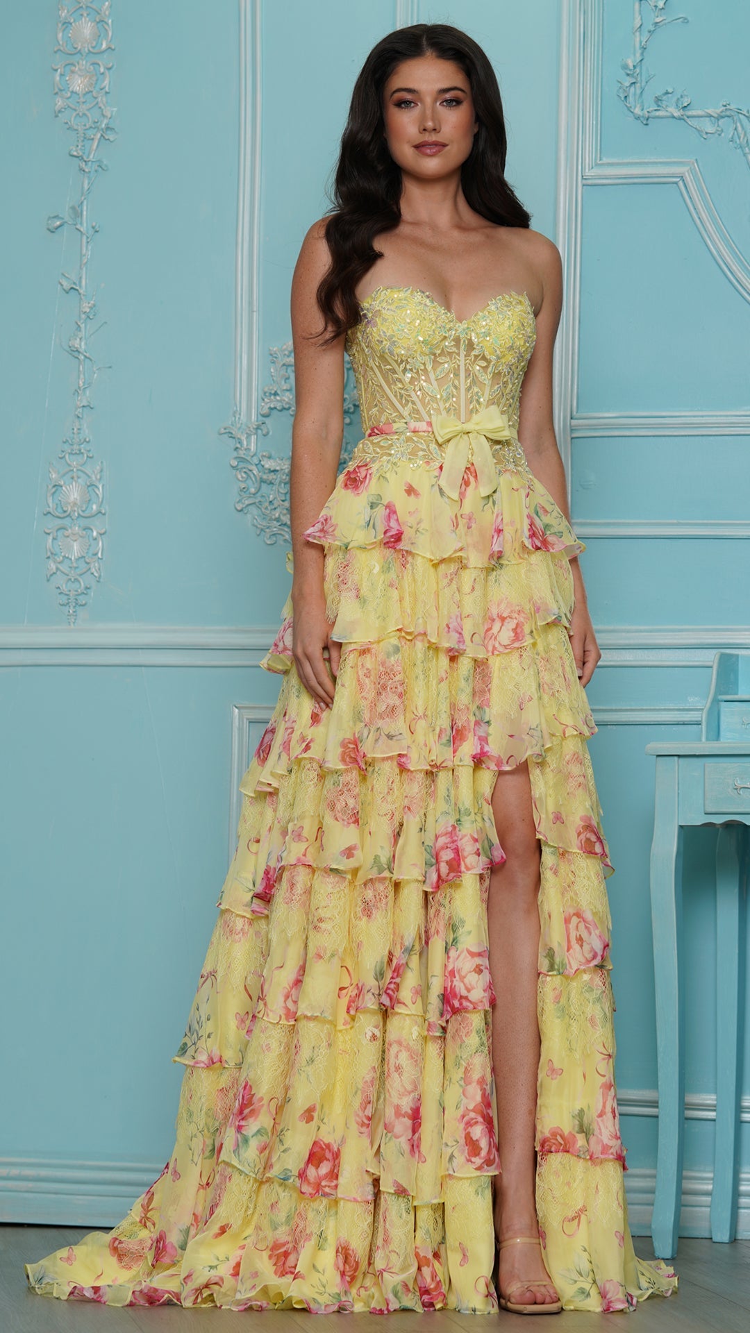 Strapless Curved Neck Floor-Length Chiffon Occasion A-Line Colors 4206
