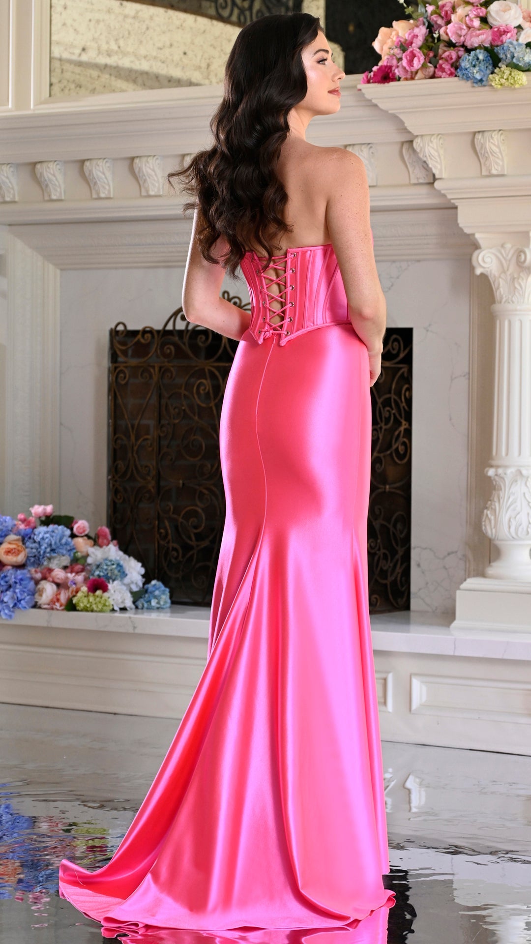 Strapless Straight Neck Floor-Length Satin Formal Sheath/Column Colors 4208
