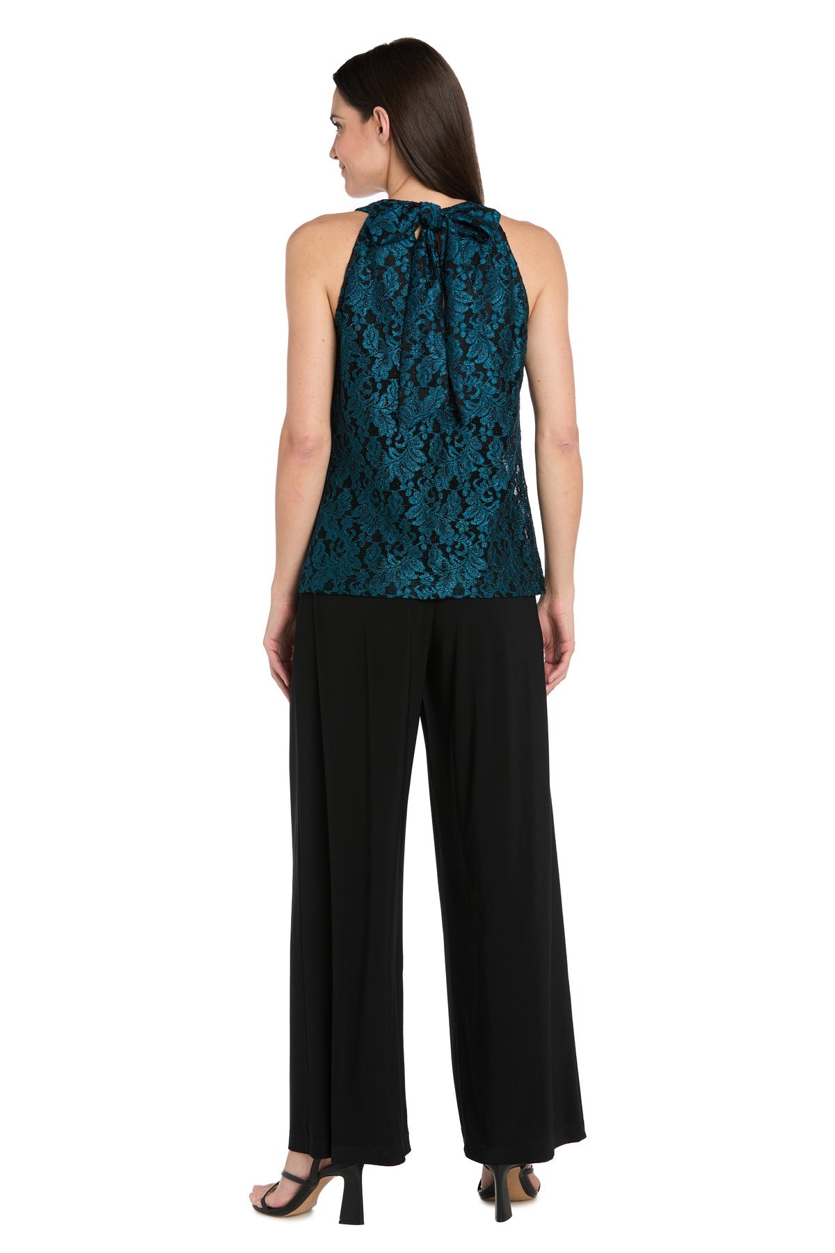 Jumpsuit Glitter Lace Formal Long Jumpsuit Teal/Black