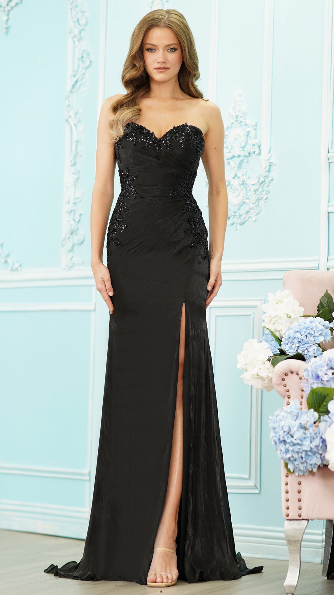 Strapless Curved Neck Floor-Length Satin Occasion Mermaid Colors 4213