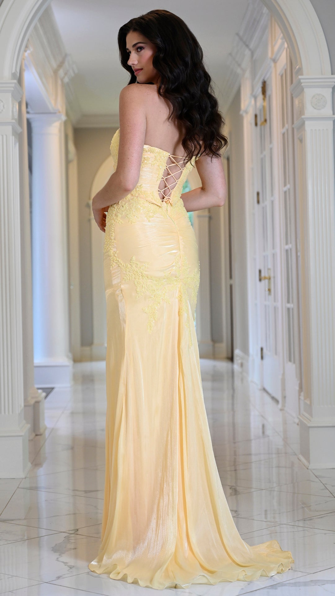 Strapless Curved Neck Floor-Length Satin Occasion Mermaid Colors 4213