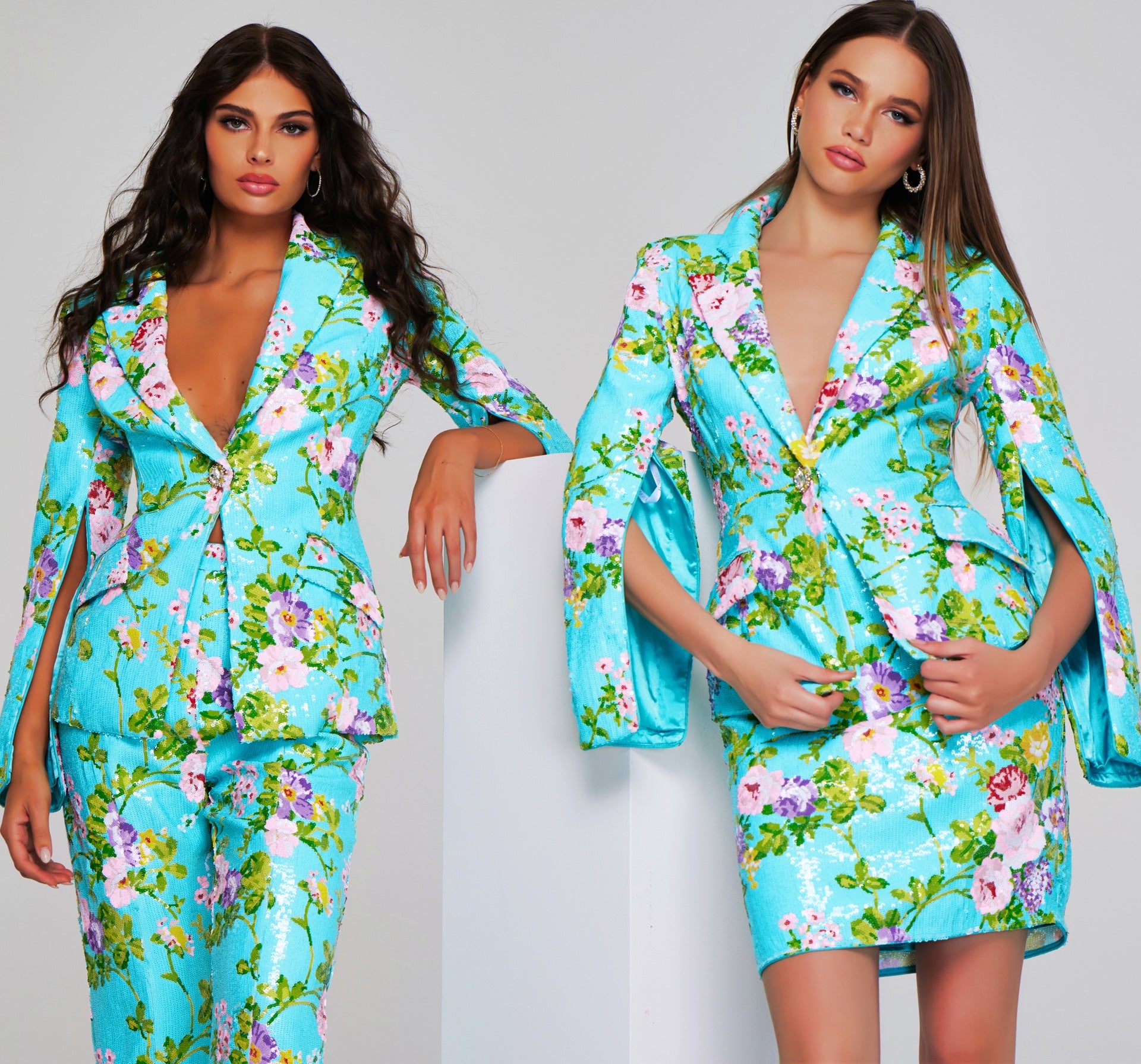 Jovani 42146 Formal Long Floral Print Pant Suit