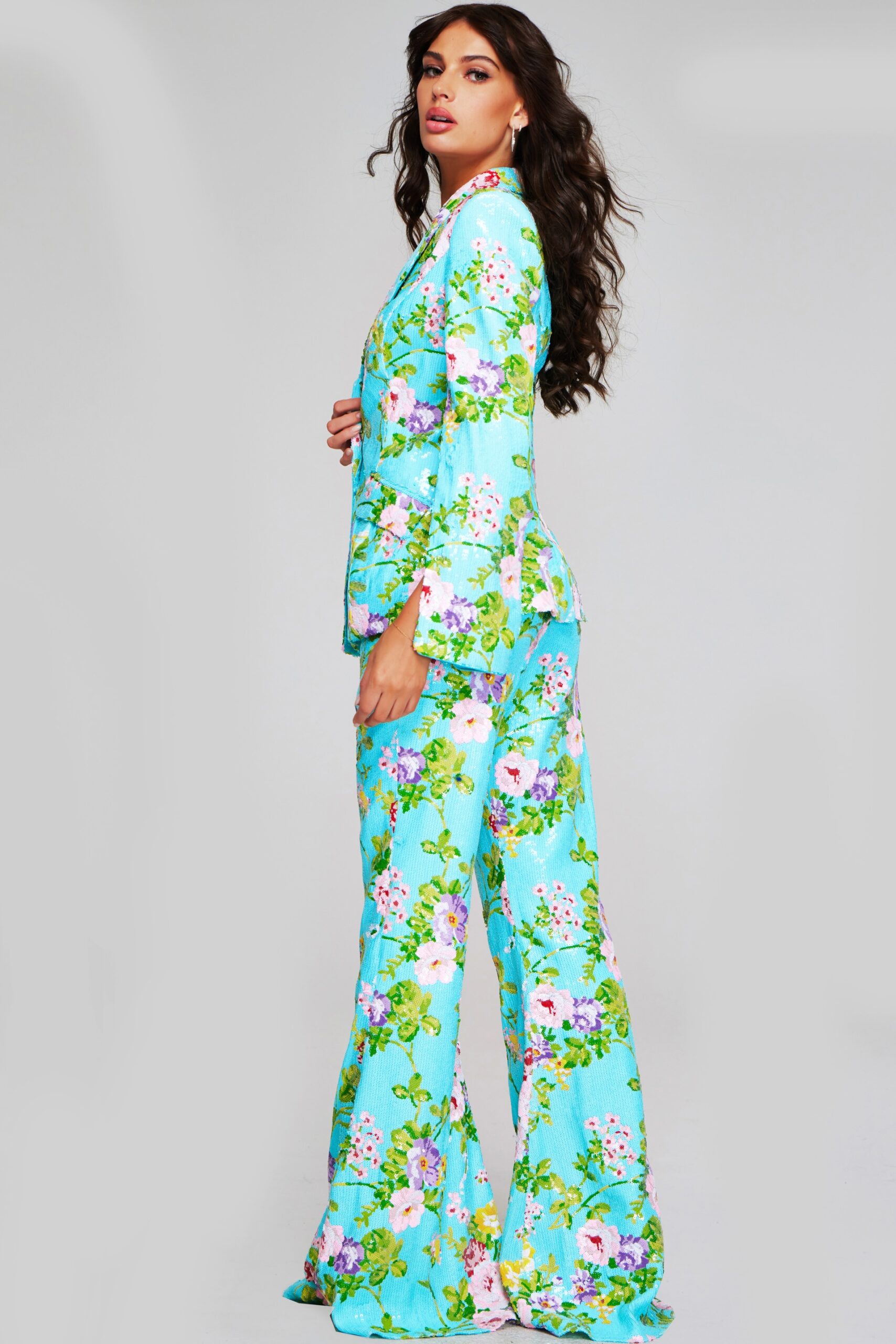 Jovani 42146 Formal Long Floral Print Pant Suit