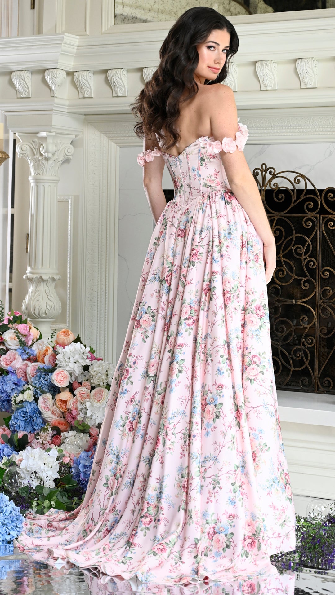 Off-the-Shoulder Floor-Length Satin Formal A-Line Colors 4214