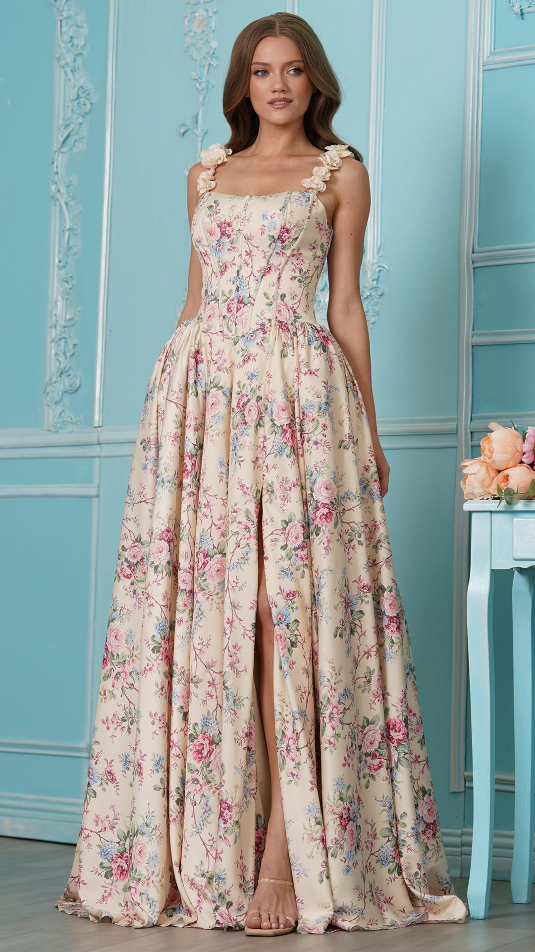 Off-the-Shoulder Floor-Length Satin Formal A-Line Colors 4214
