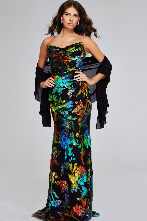 Long Formal Prom Floral Dress Jovani 42164