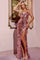 Prom Dresses Fitted Long Formal Beaded Sequin Prom Dress Rose