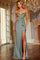 Prom Dresses Formal Long Mermaid Fit Floral Applique Prom Dress Seafoam