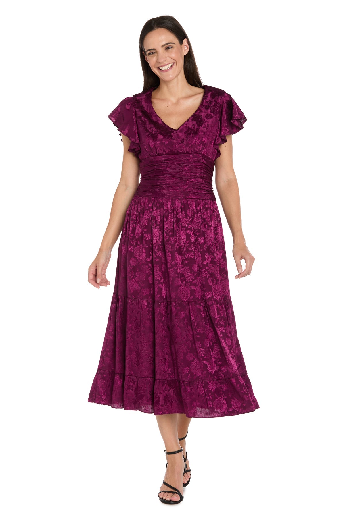 Cocktail Dresses Midi A Line Short Cocktail Dress R&M Richards 4222 Sangria