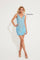 Cocktail Dresses Sequin Slit Cocktail Short Dress Crystal Blue