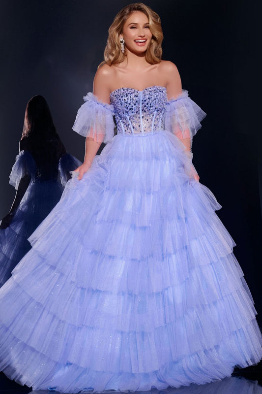 Prom Dresses Long Ball Gown Beaded Corset Prom Dress Blue