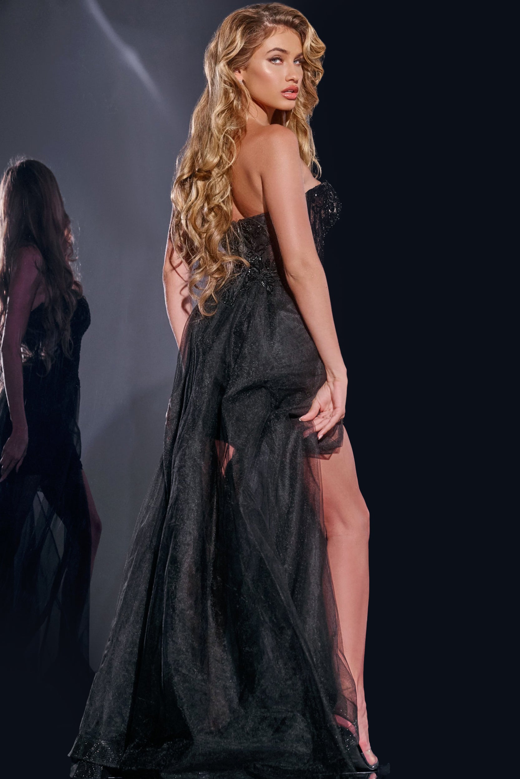 Jovani 42255 High Low Formal Beaded Mermaid Prom Dress