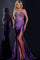 Prom Dresses Long Fitted Formal Beaded Applique Slit Prom Dress Purple