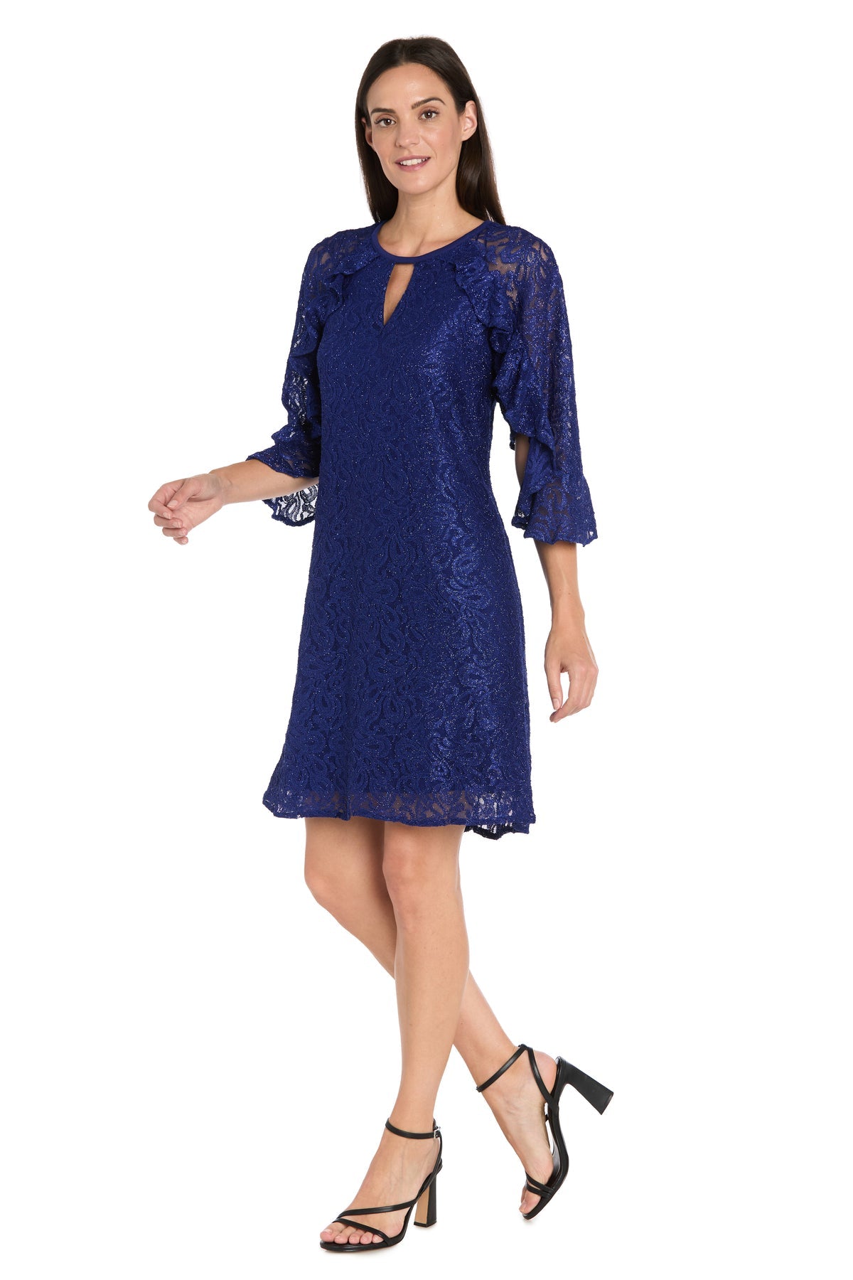 Cocktail Dresses Ruffle Short Glitter Cocktail Dress Indigo