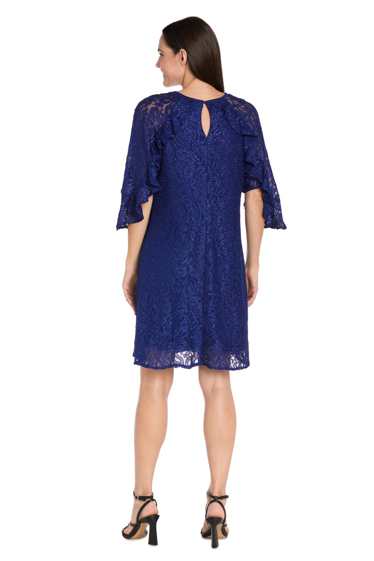 Cocktail Dresses Ruffle Short Glitter Cocktail Dress Indigo