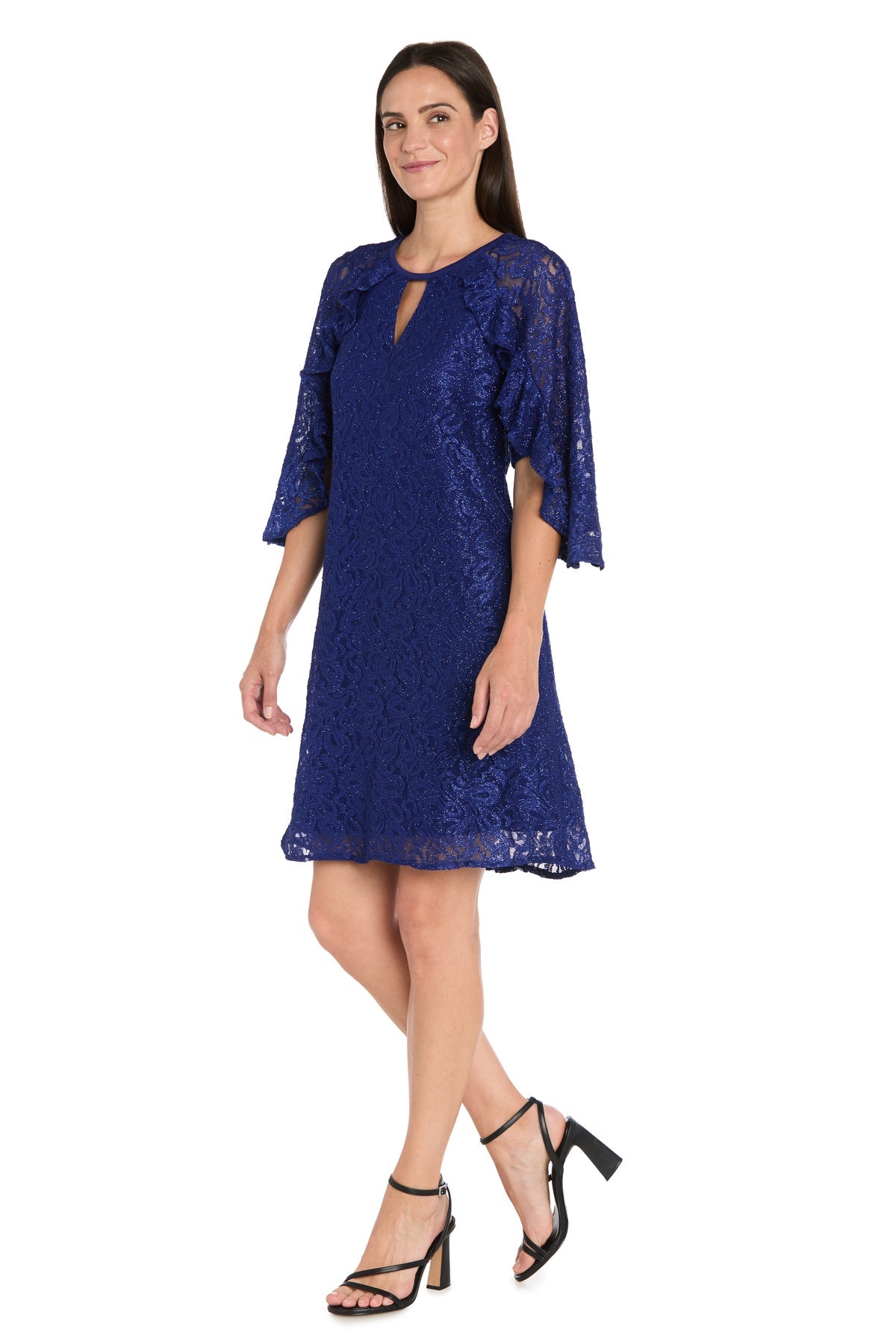 Cocktail Dresses Ruffle Short Glitter Cocktail Dress Indigo