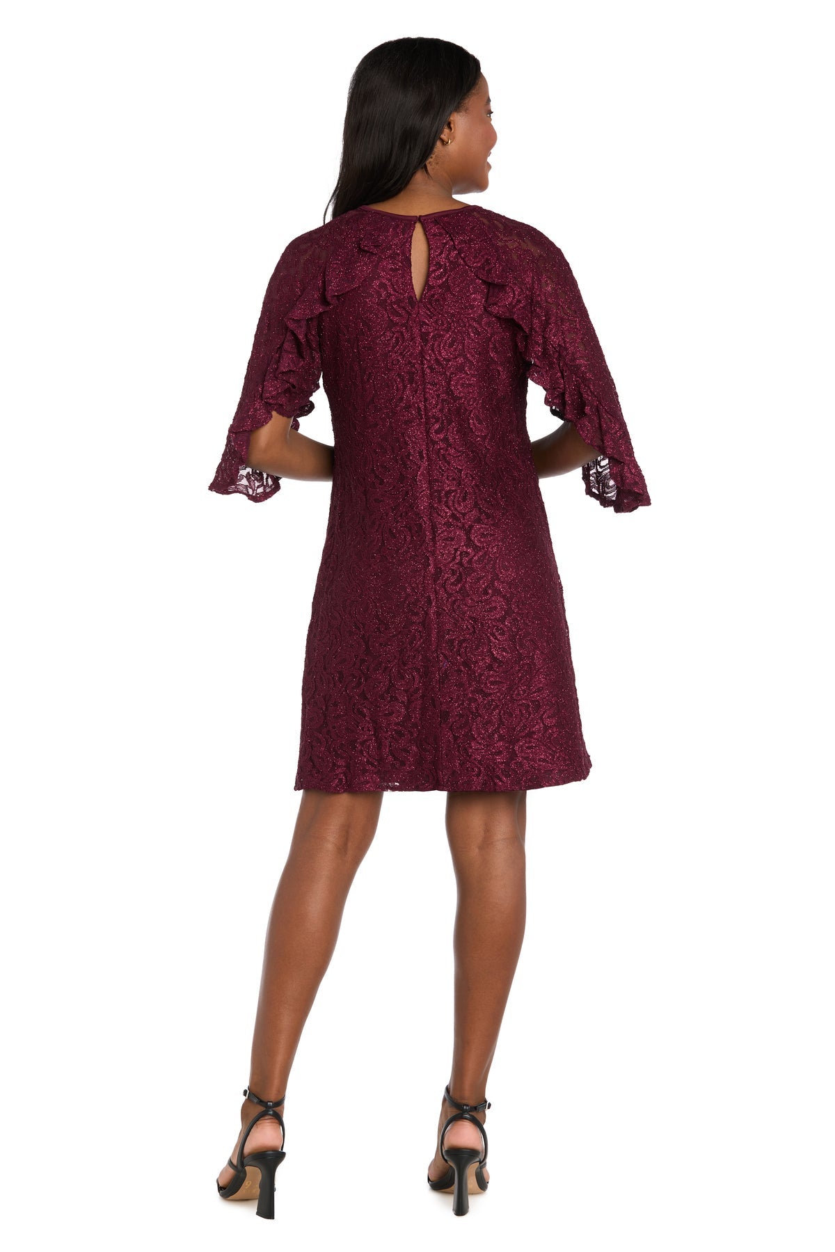Cocktail Dresses Ruffle Short Glitter Cocktail Dress Wine