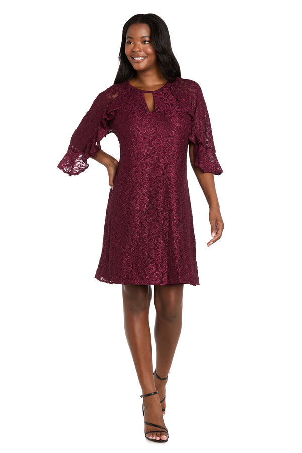 R&M Richards 4226 Ruffle Short Glitter Cocktail Dress