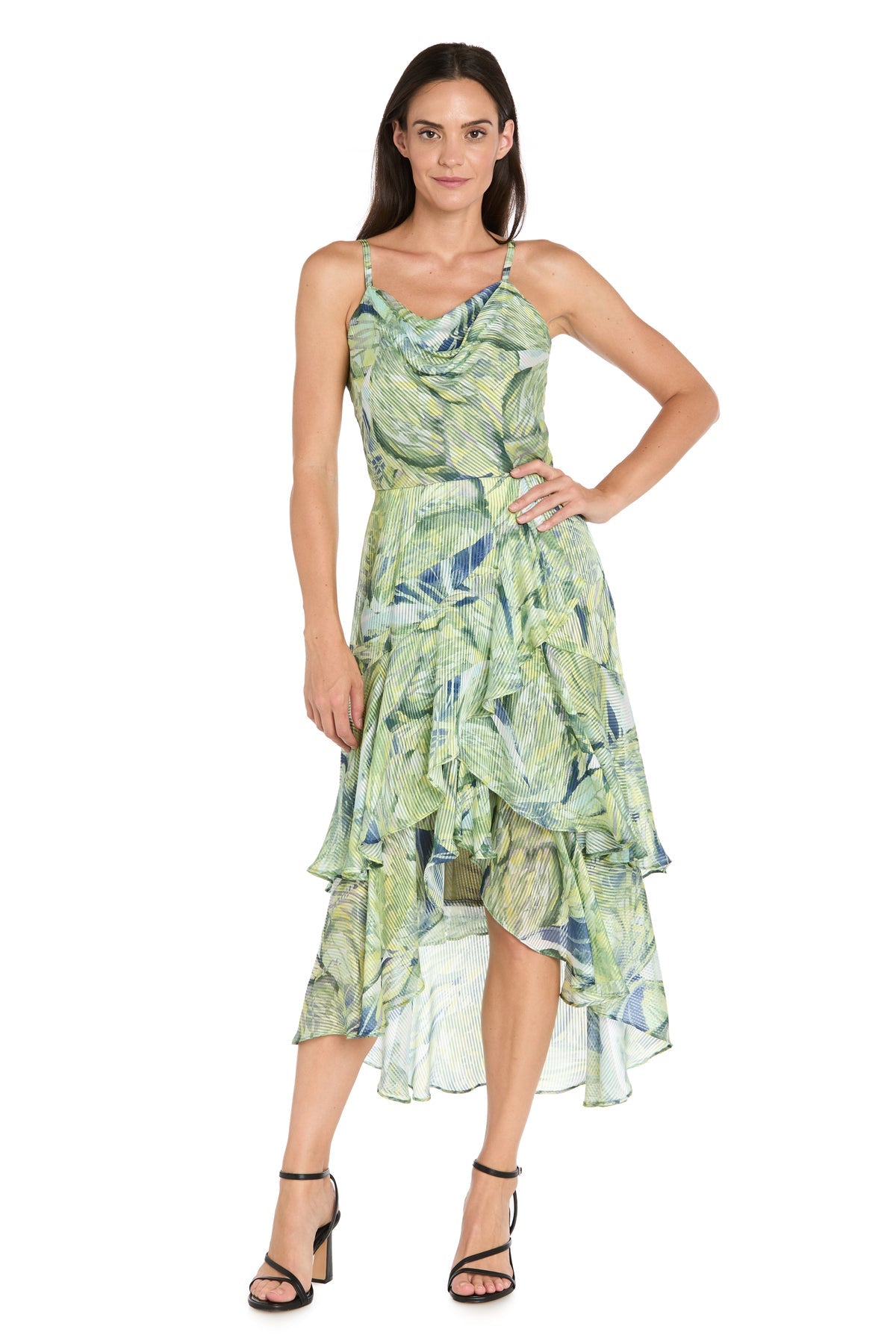 Cocktail Dresses Midi Ruffle Formal Cocktail Dress R&M Richards 4232 Emerald